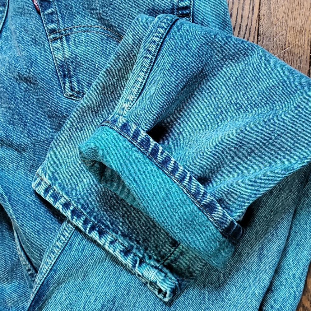 Vintage Levis 501 0675 W32 L34 Teal Overdye button fly red label 80s / 90s - Picture 3 of 16